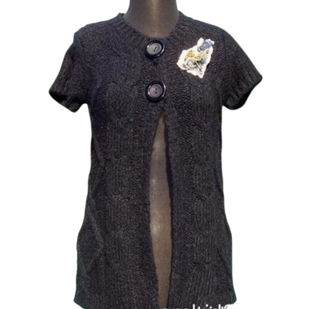 Cache Black Acrylic Cotton Mohair Blend Sweater Jacket Top Stretch New $98 NWT